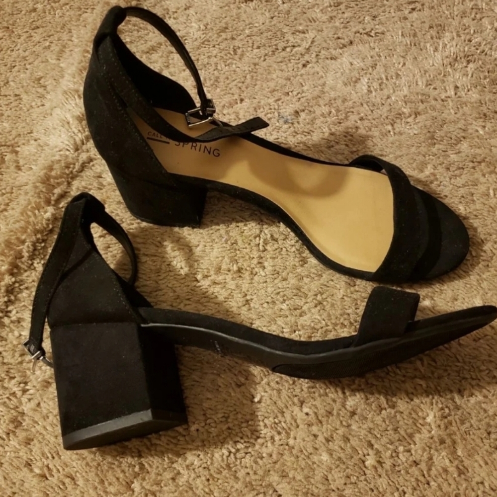 Call it spring black block heels